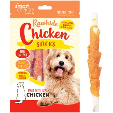 Smart Choice Rawhide Chicken Sticks Dog Treats 10 Pack 80g
