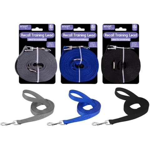 Smart Choice Recall Dog Lead 4m Assorted Colours