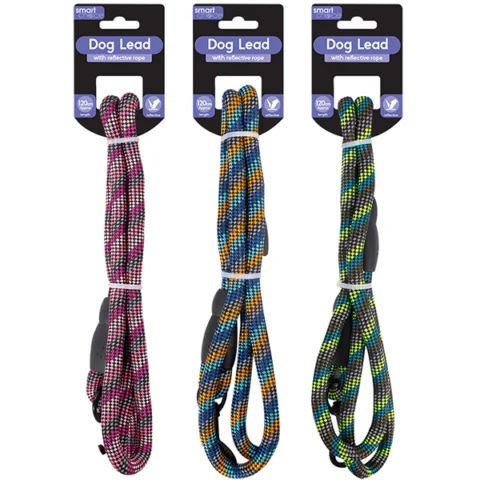 Smart Choice Reflective Rope Dog Lead 120cm Assorted Colours