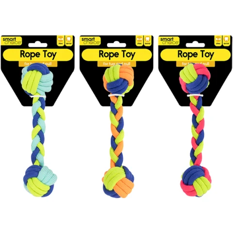 Smart Choice Rope Dumbbell Dog Toy 25cm Assorted Colours