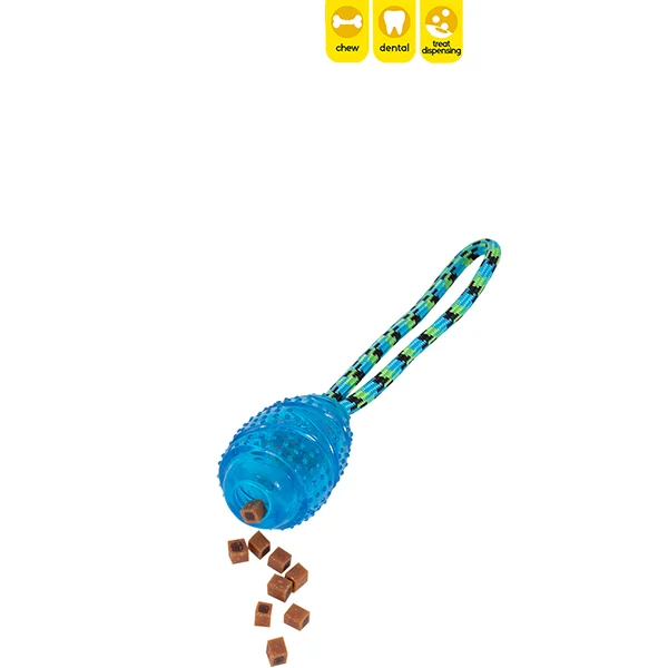 Smart Choice Rope & Rubber Treat Dispensing Dog Toy 32cm Assorted Colours