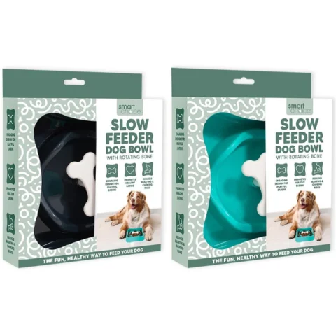 Smart Choice Rotating Bone Slow Feeder Dog Bowl 2 Assorted Colours