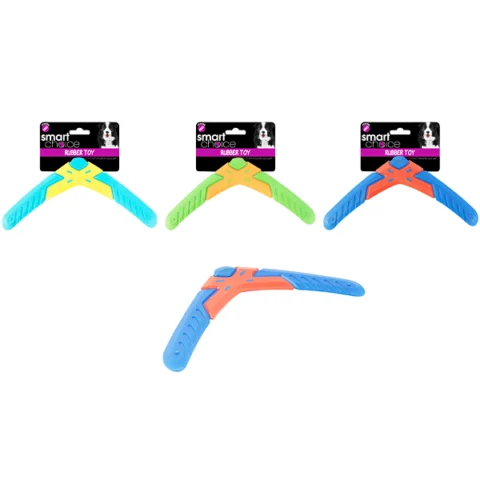 Smart Choice Rubber Boomerang Dog Toy Assorted Colours 27cm
