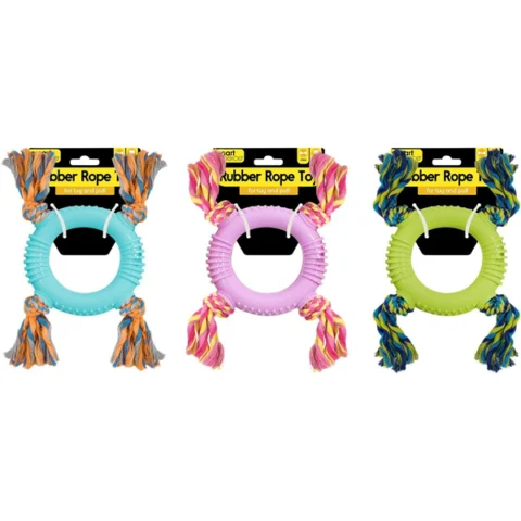 Smart Choice Rubber Ring Rope Dog Toy 25cm Assorted Colours