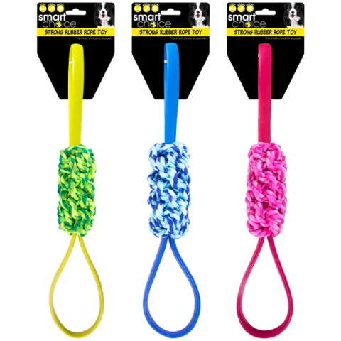 Smart Choice Rubber & Rope Dog Tug Toy Assorted Colours