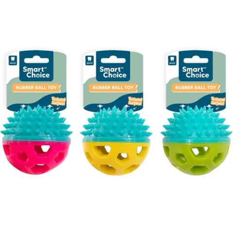 Smart Choice Rubber Spiky Half Ball Dog Toy 8cm Assorted Colours