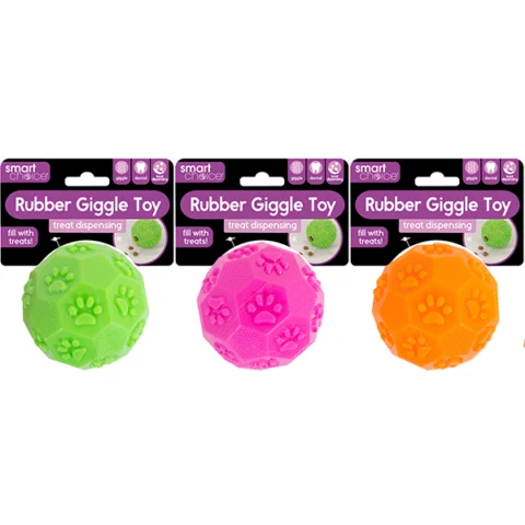 Smart Choice Rubber Treat Dispensing Giggle Ball Dog Toy 8cm Assorted Colours