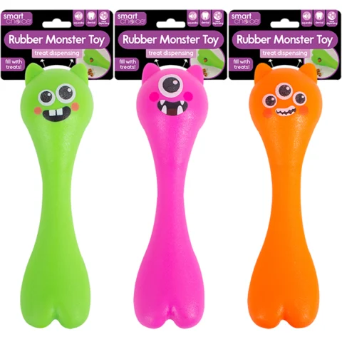 Smart Choice Rubber Treat Dispensing Monster Baton Dog Toy 32.5cm Assorted Colours