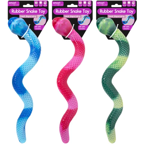 Smart Choice Rubber Treat Dispensing Snake Dog Toy 40cm Assorted Colours