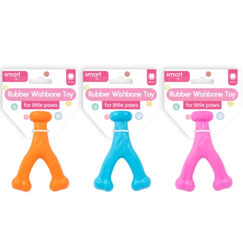 Smart Choice Rubber Wishbone Puppy Toy 12cm Assorted Colours