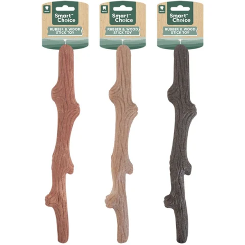 Smart Choice Rubber & Wood Stick Dog Toy 30.5cm Assorted Colours