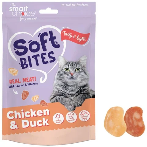 Smart Choice Soft Chicken & Duck Bites Cat Treats 100g