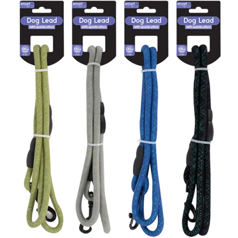 Smart Choice Sparkle Rope Dog Lead 120cm 4 Assorted Colours