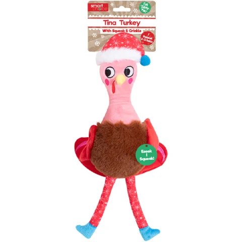 Smart Choice Squeaky Crinkle Plush Christmas Turkey Dog Toy 35cm