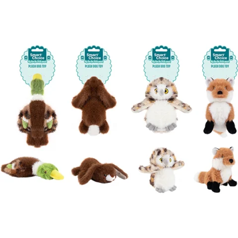 Smart Choice Squeaky Crinkle Plush Woodland Puppy Toys Assorted