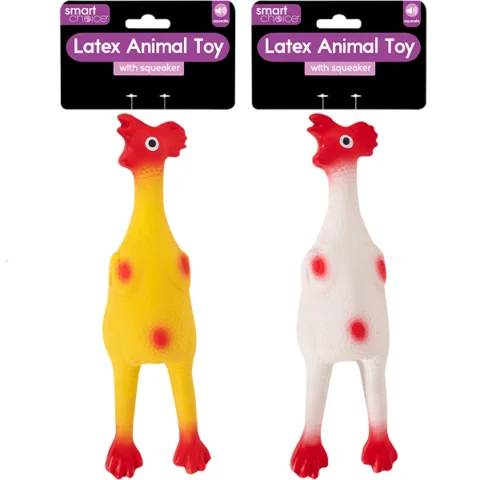Smart Choice Squeaky Latex Chicken Dog Toy Assorted Colours
