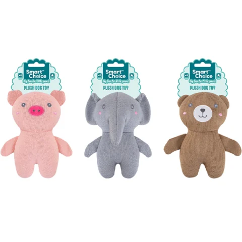 Smart Choice Squeaky Plush Animal Puppy Toy 21cm Assorted