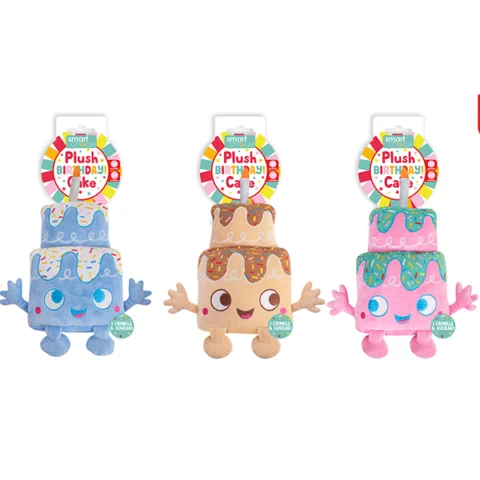 Smart Choice Squeaky Plush Birthday Cake Dog Toy 22cm Assorted Colours