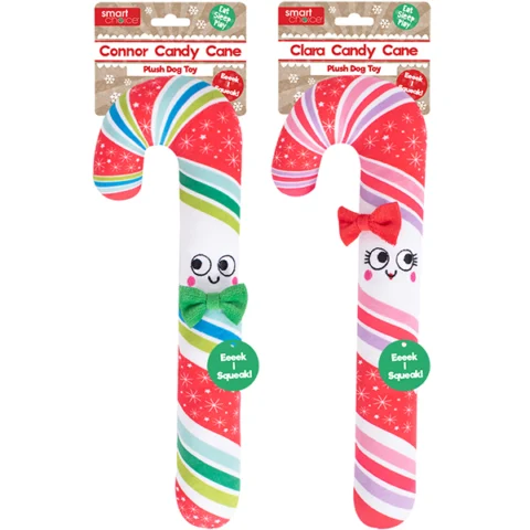 Smart Choice Squeaky Plush Candy Cane Dog Toy 35cm Assorted
