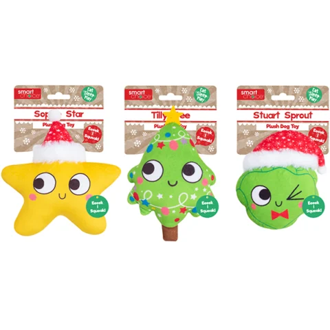 Smart Choice Squeaky Plush Christmas Dog Toy Assorted