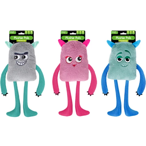 Smart Choice Squeaky Plush Crinkle Monster Dog Toy Assorted Colours