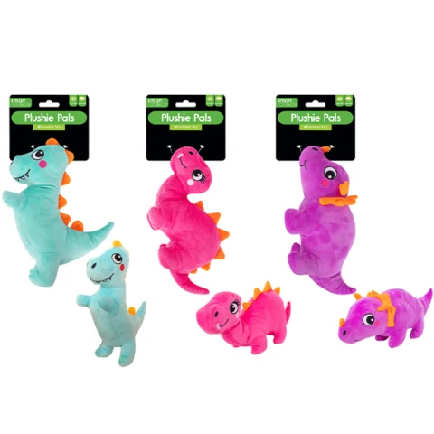 Smart Choice Squeaky Plush Dinosaur Dog Toy Assorted