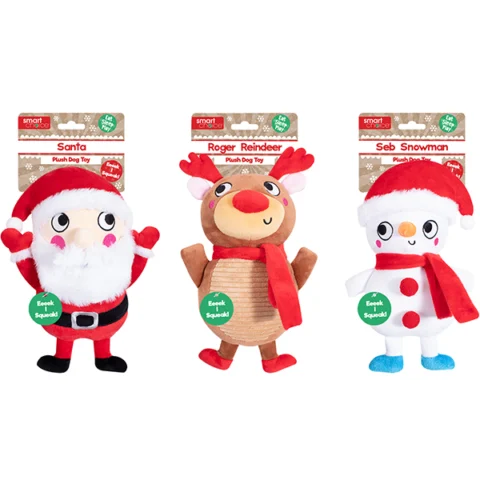 Smart Choice Squeaky Plush Festive Dog Toy 25cm Assorted