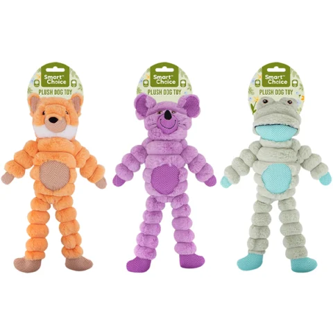 Smart Choice Squeaky Plush Long Animal Dog Toy 46cm Assorted
