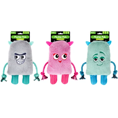 Smart Choice Squeaky Plush Rope Monster Dog Toy Assorted Colours