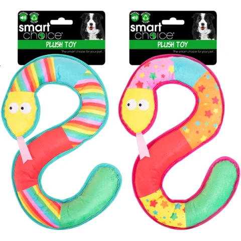 Smart Choice Squeaky Plush Snake Dog Toy 40cm Assorted Colours