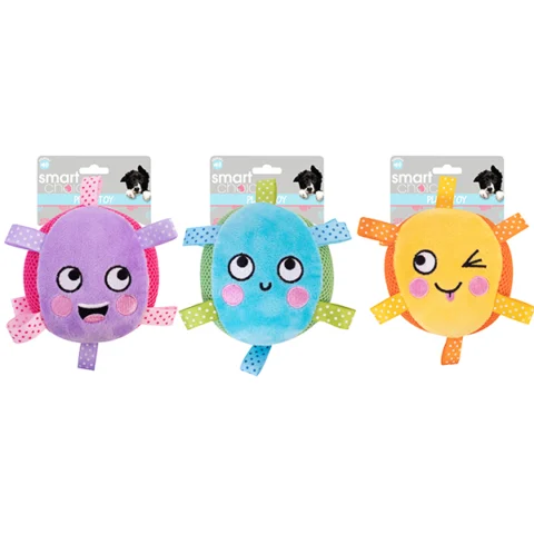 Smart Choice Squeaky Ribbon Plush Ball Puppy Toy 14cm Assorted Colours