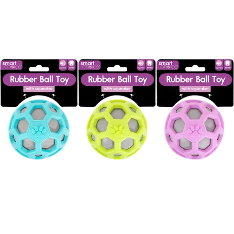 Smart Choice Squeaky Rubber Ball Dog Toy 8cm Assorted Colours