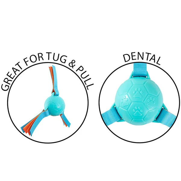 Smart Choice Squeaky Rubber Ball Pull Dog Toy 29cm Assorted Colours