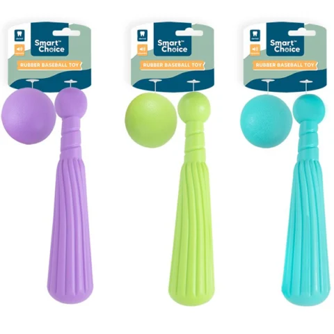 Smart Choice Squeaky Rubber Baseball Dog Toy Set 2pc Assorted Colours