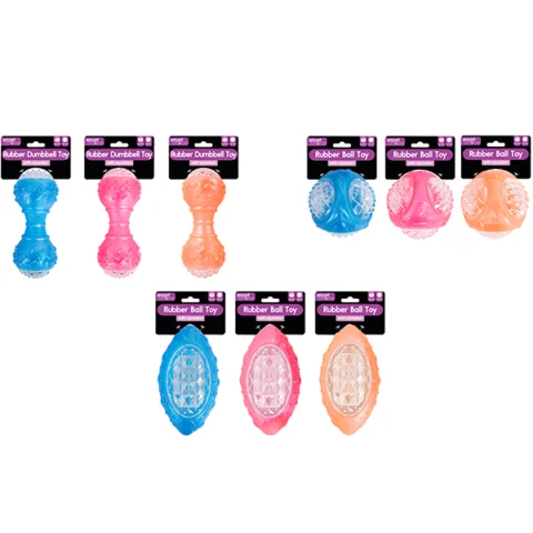 Smart Choice Squeaky Rubber Metallic Dog Toy Assorted