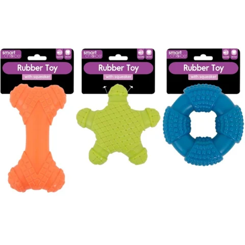 Smart Choice Squeaky Rubber Textured Dog Toy Assorted