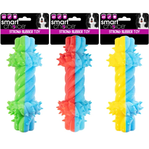 Smart Choice Squeaky Spiky Rubber Foam Dog Toy 16cm Assorted Colours