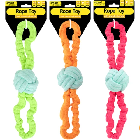 Smart Choice Stretchy Handle Rope Dog Toy 30cm Assorted Colours