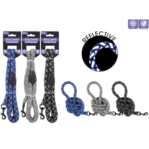 Smart Choice Strong Reflective Rope Dog Lead 1.2m Assorted Colours