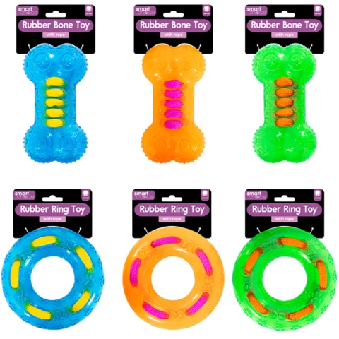 Smart Choice Strong Rubber Dog Toys 2 Assorted Designs 3 Assorted Colours