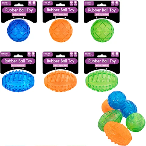 Smart Choice Strong Rubber Squeaky Dog Toy Assorted