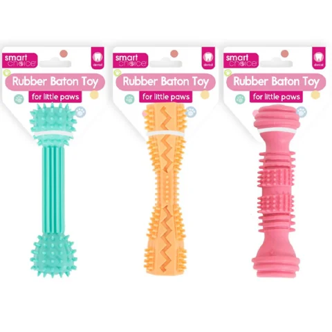 Smart Choice Textured Rubber Baton Puppy Toy 14cm Assorted