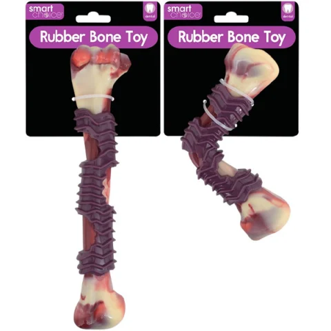 Smart Choice Textured Rubber Bone Dog Toy Assorted