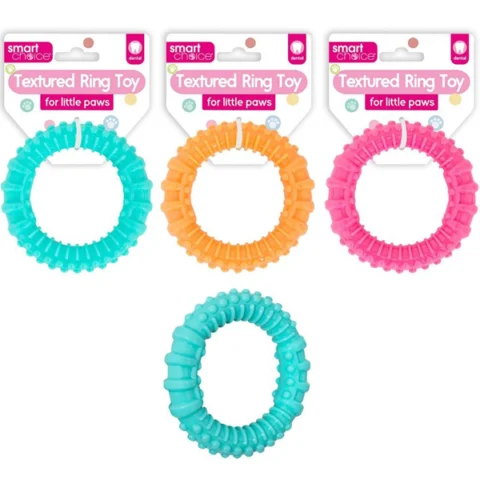Smart Choice Textured Rubber Ring Dental Puppy Toy 9cm Assorted Colours