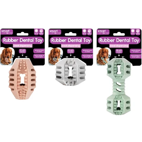 Smart Choice Treat Dispensing Dental Rubber Dog Toy Assorted