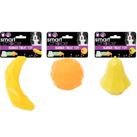 Smart Choice Treat Dispensing Rubber Fruit Dog Toy Assorted Colours