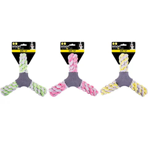 Smart Choice Triangle Rubber Rope Tug Dog Toy 26cm X 18cm Assorted Colours
