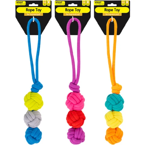Smart Choice Triple Knot Ball Rope Dog Toy 46cm Assorted Colours