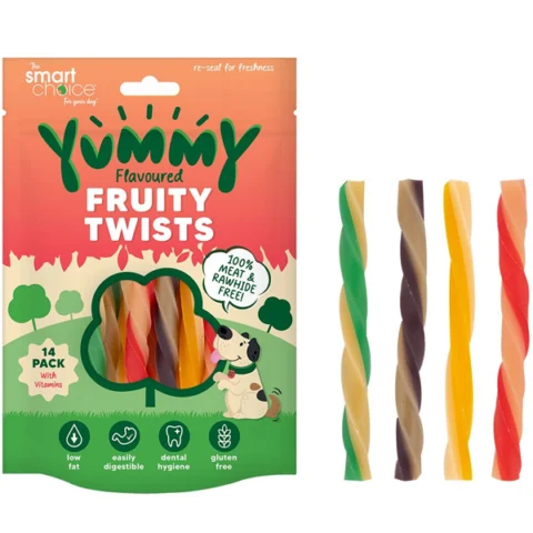 Smart Choice Yummy Meat-Free Fruity Twist Sticks Dog Treats 175g
