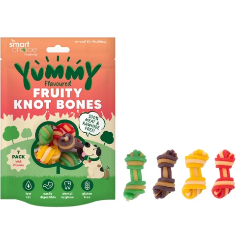 Smart Choice Yummy Meat-Free Fruity Woven Knot Bones Dog Treat 100g